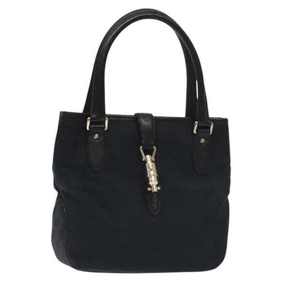 GUCCI GG Canvas Jackie Hand Bag Black Silver - Picture 1 of 16
